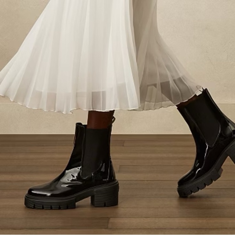 Stuart Weitzman Glossy Black Ankle Boots
